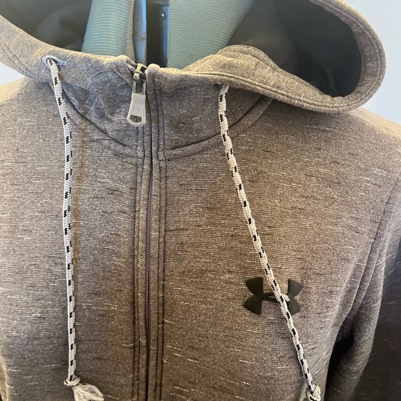 Under Armour 3/4 zip Coldgear Hoodie Gray With White And Black Specks Sz S. - Picture 3 of 9